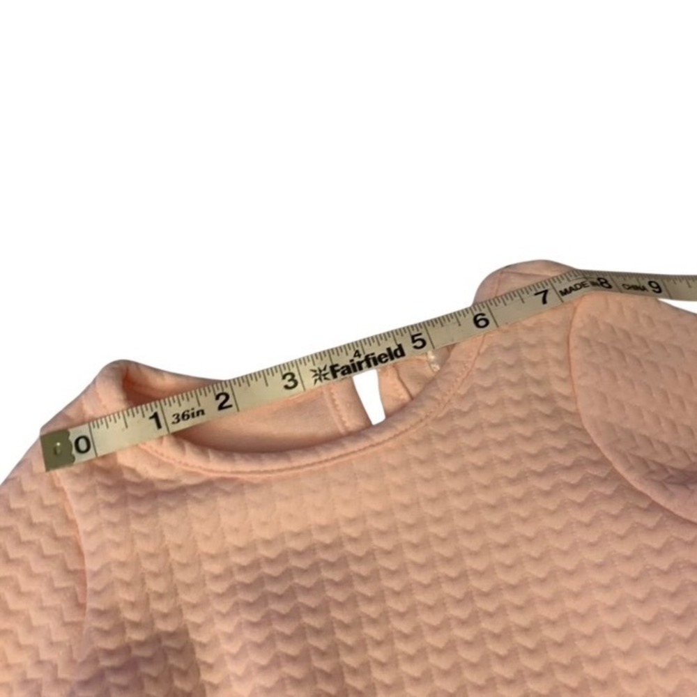 Tahari Baby Girl Light Pink Quilted Chevron Peplum Long Sleeve Top 18 mo. - Picture 2 of 5